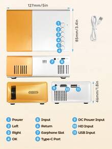 Teckwe Mini Portable 1080P LED Projector For Home Party Meeting Theater, Projector Home Cinema Review - Orange - View 7