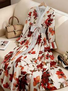 GlowEve Áo choàng nữ họa tiết hoa, kiểu dáng thường ngày, có bèo nhún, thích hợp cho kỳ nghỉ. - Nhiều màu - Xem 3