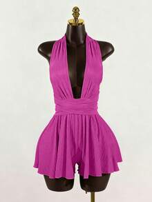 SaltGleam SaltGleam Mono sin mangas con lazo para mujer - Rosa Fucsia - Ver 4