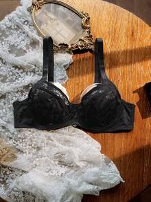 Divavoom 1件性感蕾丝加大码无钢圈文胸 - 黑色 - 查看 1