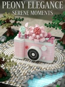POKOJA LAND Bloques de construcción de cámara en miniatura, set creativo de cámara de flores de ladrillos, kit de modelo de cámara retro de bricolaje, adorno de escritorio para decoración del hogar y oficina, regalo ideal para cumpleaños, San Valentín, vacaciones, fiesta, favor, juguete artesanal creativo para amantes de la fotografía, juguete de construcción con temática de aventura en la naturaleza para exhibición y colección - Multicolor - Ver 5