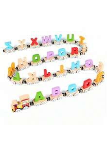 Wooden Numbers / Letters / Fruits / Animals / Small Trains, Educational Toys For Young Children, Assemble & Pull-Along Colorful Building Block Toy Cars. - Multicolor - View 9