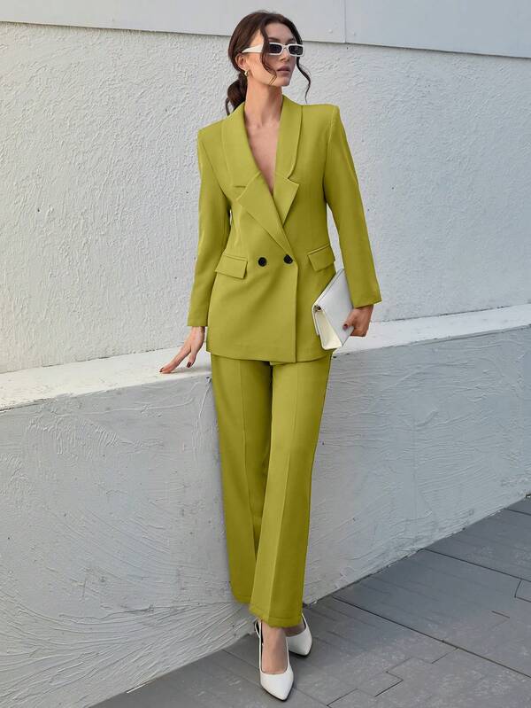 CLARA VERO Women's Olive Green Elegant Suit Sets