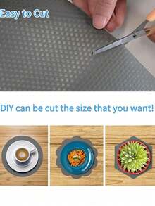 1 Roll Of Grey Dot Kitchen Countertop Mats, Non-Sticky Drawer Mats, Anti-Slip Refrigerator Mats, EVA Waterproof Refrigerator Countertop Mats, Simple Table Mats - Gray Dots - View 4