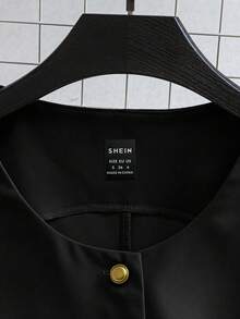 Franclia Áo vest nữ mỏng nhẹ, kiểu dáng thường ngày, cổ tròn, cài cúc đơn, không tay, thích hợp mặc đi làm, mùa xuân/hè. - màu đen - Xem 3