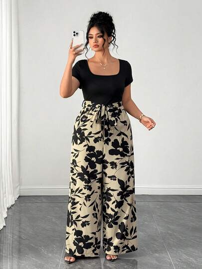 Elenzga 大码女式休闲连体裤，通勤、日常穿着、度假皆宜，也适合约会和浪漫场合，春夏时尚之选。