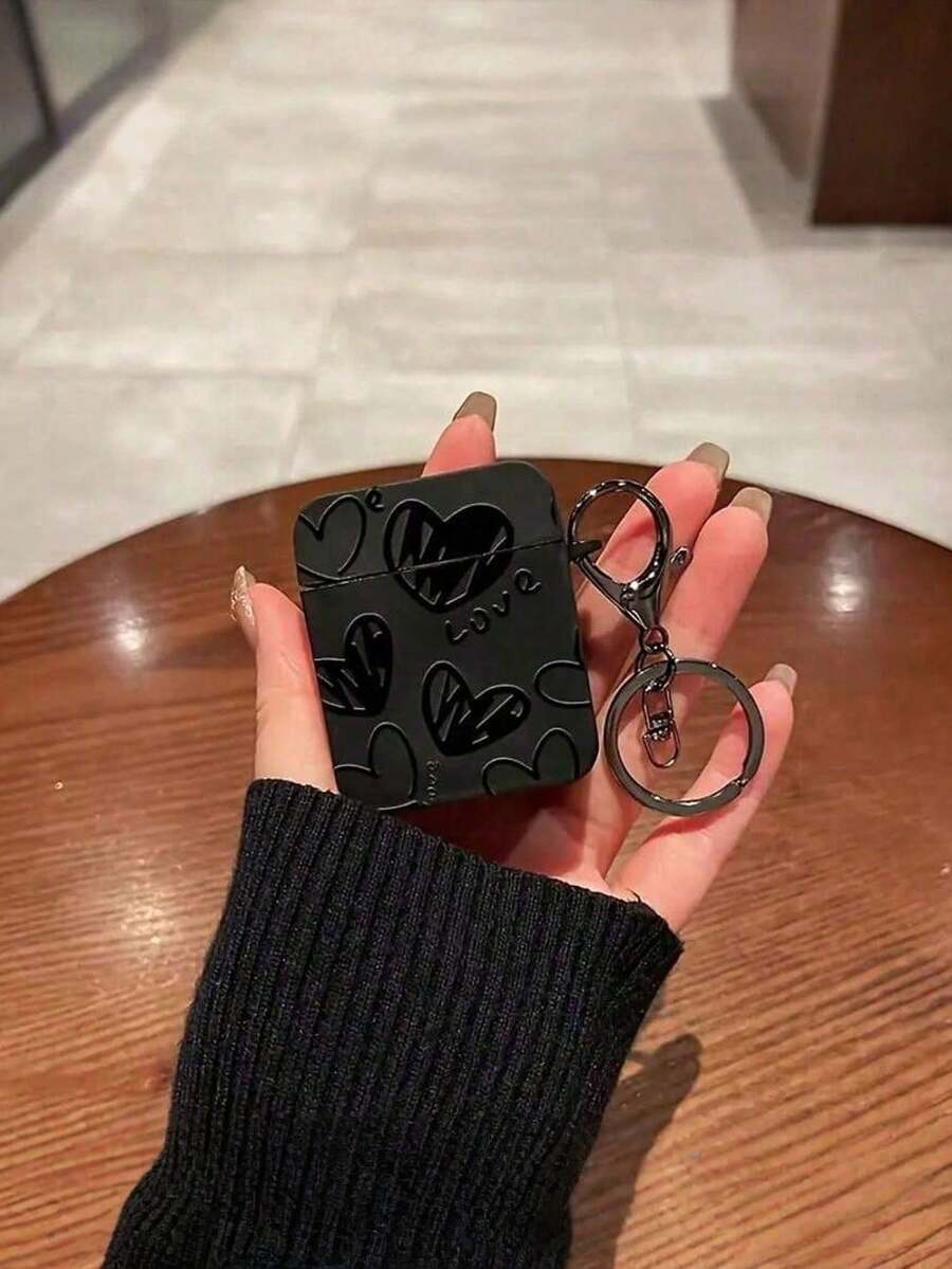Ốp bảo vệ chống rơi vỡ tương thích với tai nghe không dây Apple AI Rpods, chống trầy xước và chống rơi vỡ. - 109 Trái tim đen - Xem 1