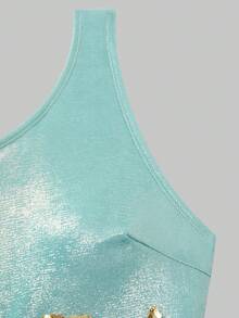 Swim Oasis Conjunto de traje de baño de una pieza con escote halter y falda para vacaciones en la playa de mujer - Azul - Ver 8