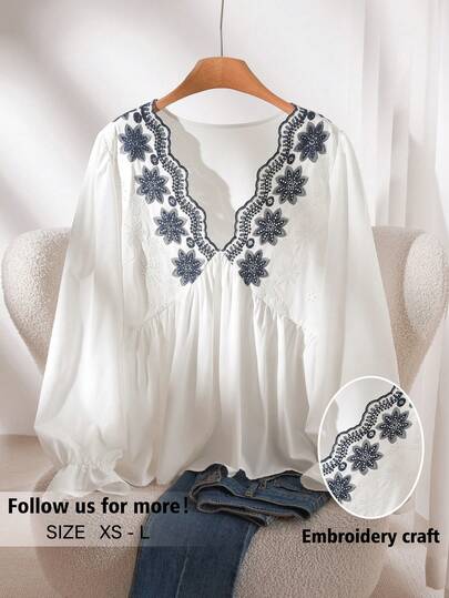 CosyJoli Women's Casual Vacation Embroidered Fitted Shirt, Long Sleeve Shirt, Beige Shirt Dress Spring Tops Festival Outfits For Women Beach Outfit For Women Elegant Women's Blouses Casual Blouses For Women Holiday Outfits For Women Country Style For Women Peplum Top White Top Embroidered Tops For Women Blouse For Women Beautiful Tops For Women Boho Tops For Women Latest Tops For Women New Arrivals