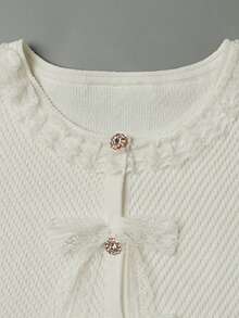 GlowEve Petite New Arrival European And American Fashion Vacation Casual Mixed Color Knit Sweater - Cream - View 3