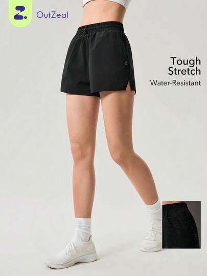 OutZeal Pantalones cortos deportivos negros para mujer, con protección UV, para gimnasio y entrenamiento, parte inferior activa