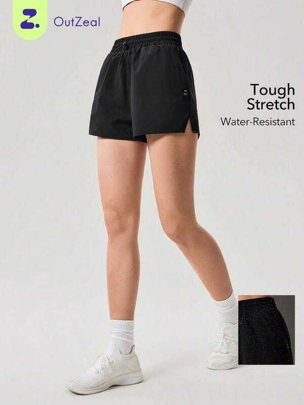 OutZeal Pantalones cortos deportivos negros para mujer, con protección UV, para gimnasio y entrenamiento, parte inferior activa