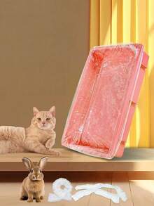 50PCS PE Disposable Elastic Film Covers For Small Pet Cage Bottom Trays, Suitable For Small Pets And Birds, All-Season Use (Tray Not Included) - Clear - View 1
