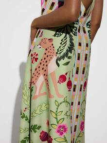 Maija Women's Vacation Silk Scarf Design Asymmetric Hem Spaghetti Strap Dress,Summer Dresses For Women One Piece Dress Summer Long Resort Dresses For Women Latest Dress - Multicolor - View 7