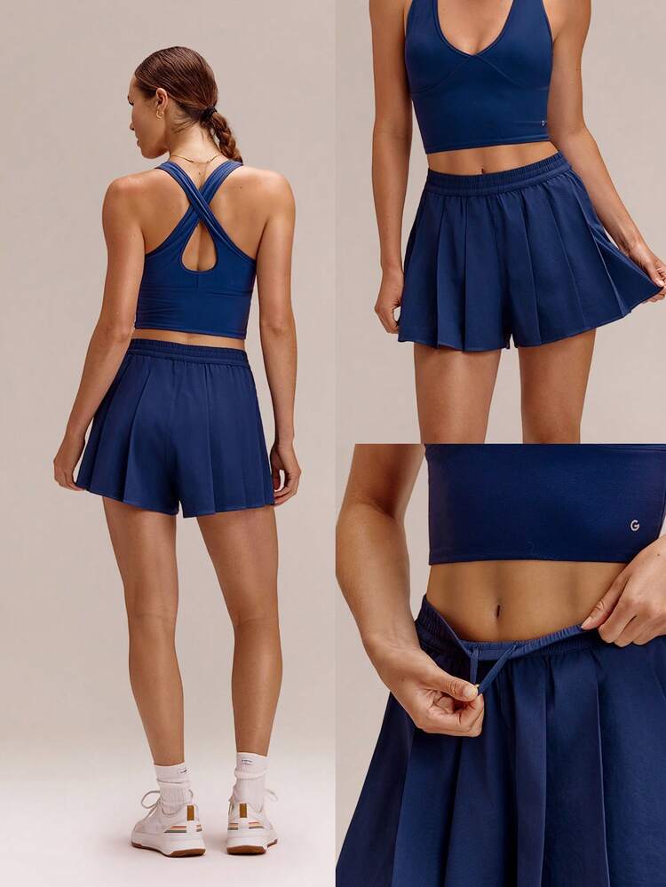 2" VitalSwift Play All Day Lightweight Quick-Dry Stretchy Odor-Control Tennis Skort With Side Pockets Built-In Underwear Tennis Golf Pickleball Daily Casual Wear