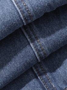 DAZY Bộ đồ denim nữ kiểu dáng thường ngày gồm áo khoác không tay và chân váy dài, thích hợp cho mùa xuân và hè. - Màu xanh lam - Xem 12