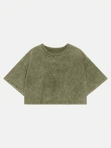 Comfortcana Women's Summer Basic Short Sleeve T-Shirt, Made Of Pure Cotton Fabric With Washing Treatment, Military Green,Summer Top - Army Green - View 11