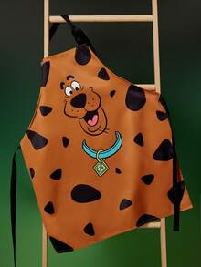 SCOOBY-DOO X SHEIN 一件史酷比狗狗印花围裙，采用防水防油面料，舒适柔软，是厨房和烘焙的必备单品，男女皆宜。 - 棕色 - 查看 2