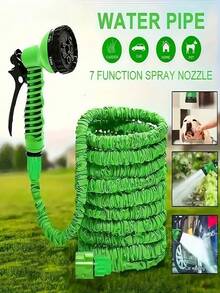 25/50/75/100英尺可调节喷水软管，带绿色喷嘴 - 耐用聚乙烯材质，多用途花园软管，带喷枪，四季皆宜的户外和庭院使用，美标接头，可伸缩软管，用于浇水和清洁，花园软管喷水模式可调 - 默認 - 查看 14