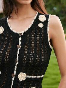 Franclia Women Sweater Vests - Black - View 2