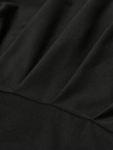 Maweii 大码女式运动风吊带露背休闲瑜伽撞色百褶裙高弹力高尔夫网球连衣裙 - 黑色 - 查看 4