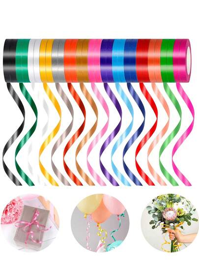 1 Rollo de Cinta Rizada, una variedad de cintas de globos de colores, utilizadas para manualidades, lazos, envoltorios de regalos, arreglos florales, fiestas de boda y decoración de artesanía de arte festivo