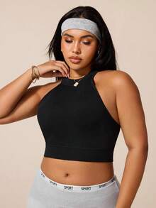 Rhythm Era Plus Size Women Sports Bra Seamless Fitness Yoga Workout Running Training Top - Black - View 5