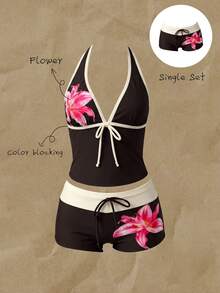 Elavelle Women's Bowknot Printed Swimsuit Bottom, Spring/Summer - Multicolor - View 1