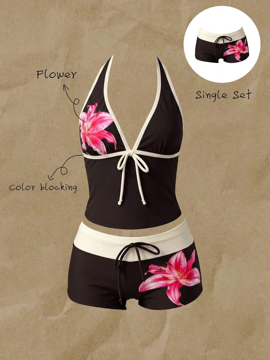 Elavelle Women's Bowknot Printed Swimsuit Bottom, Spring/Summer - Multicolor - View 1