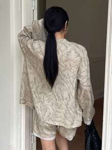 Dazy-Less 女士度假风宽松外套和短裤两件套 - 彩色 - 查看 2