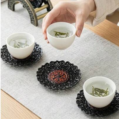 Cirelle 1个复古青铜圆形茶杯垫，耐热防烫，适用于日式茶道家居装饰礼品