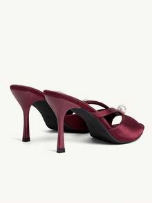 CUCCOO CHICEST Women's Spring And Summer New Burgundy Pearl Ankle Strap High-Heeled Sandals Fashionable And Comfortable Versatile Sexy Party Banquet Wedding Sandals - Victoria 65 Burgundy - View 5