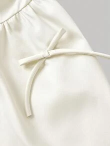 Skyraze Robe courte élégante pour l'été pour femmes, de couleur unie, avec bandeau, plissé en arête de poisson et décoration de nœud - Nude - Voir 5
