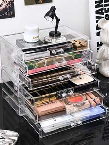 Transparent Makeup Organization Drawer - Dustproof, Stackable Desktop Lip Gloss Lipstick Jewelry=Storage Rack With Clear View - Perfect Makeup Storage And Display - Clear - View 6