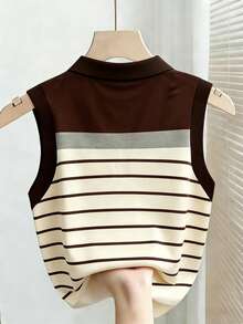 Resyla Women's Striped Patchwork Casual Versatile Daily Wear Top - Multicolor - View 2