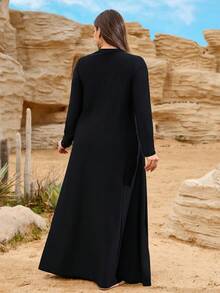 Swim Mulvari 2026 New Plus Size Women 2 Pieces Set, Long Robe Top Paired With Long Pants, Middle Eastern Style - Black - View 2
