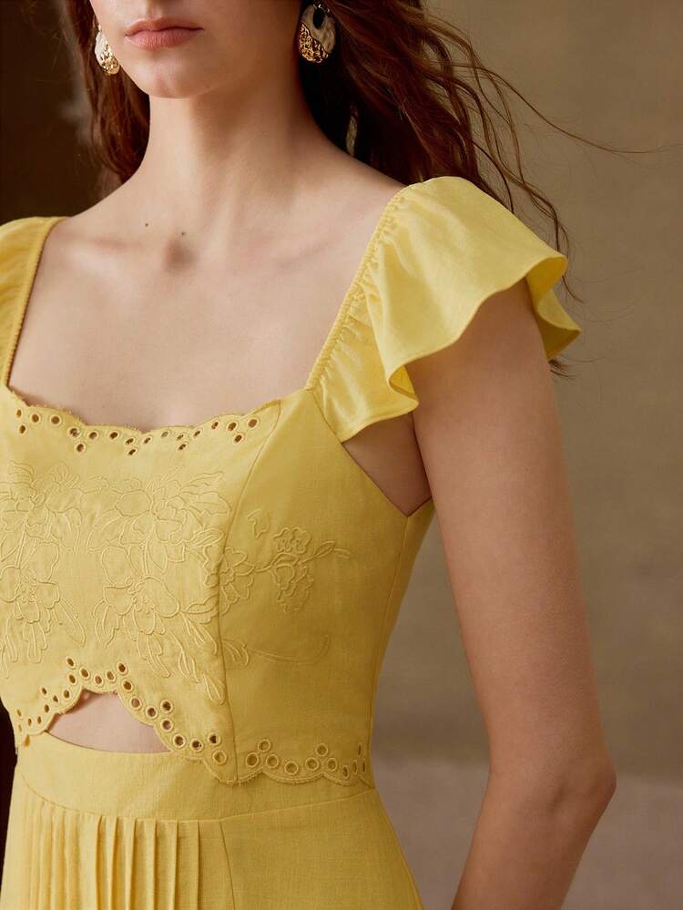 WOMEN'S LINEN EMBROIDERED DRESS, SPRING/SUMMER