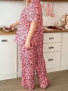 Slumberry CURVE Sweet Bow Print Plus Size Pajama Set - Pink - View 2