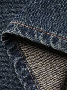 DAZY Jeans larges et amples pour femmes, style western cowgirl, lavage délavé, décoration de strass, tenue de rue décontractée, printemps/été - Bleu azur - Voir 3
