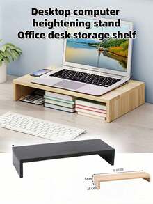 1pc Computer Monitor Stand, Desktop Computer Riser, Monitor Base & Laptop Stand, Available In Two Colors: White/Natural Wood Color. It Is A Drawer-Type Desktop Storage Box, A Must-Have For Offices And Dormitories, Serving As A Desk Storage And Display Rack. Ideal For Dormitory Desks, Office Tables, And Student Workstations To Organize Items And Upgrade The Space. - Multicolor - View 1