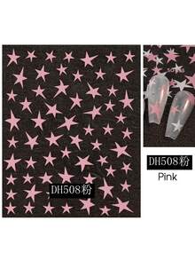 4-Pack Of Star Nail Stickers, Various Sizes, Y2K Star Design, Nail Stickers, Gold, Silver, Holographic Rose Gold, White, Black, Pink, Blue. Sliding Nail Decorations, Nail Supplies, Gift For Women. - Multicolor - View 6