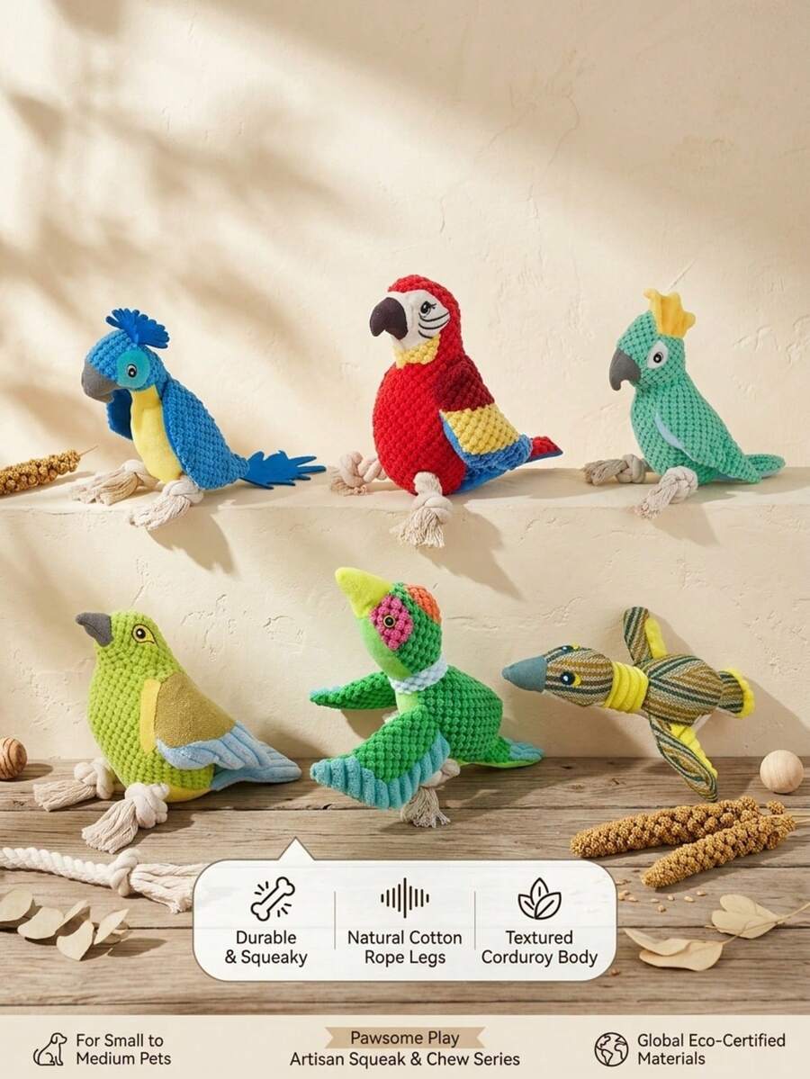 PETSIN Cute Parrot Shaped Plush Dog Toy, Containing BB Barking Sound, Interactive Play For Dogs - Multicolor - View 1
