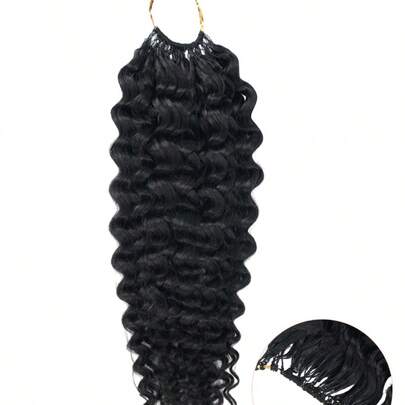 Boho Braids 水波纹卷发 60克 50股 女士钩编真人发 14-22英寸 100% Remy真人发 预先分离 隐形奇迹结 羽毛钩编真人发 波西米亚风接发 自然黑 1B#