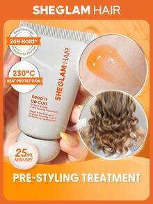 SHEGLAM HAIR Keep It Up Curl Protect & Hold 2-In-1 Styling Treatment,Styling Cream,Soft Hold Lotion,Prep Shiny Blowouts,Defines Curls,Eliminates Frizz,Leave In Conditioner And Heat Protectant,Heat Protection Up To 450°F/230°C,Clump-Free & Frizz-Free,Level-Up Your Hair Game,Lightweight Textures,Quick Absorption,Rose Doux For Hair Styling Birthday Gift Holiday Pink Vibe Makeup Travel School Festivals Rose Present Girl Charm Hair Care Mother's Day Fancy Fashion Rave Party - Silver - View 1