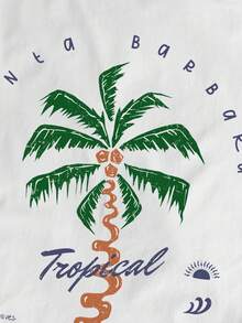 Manfinity Joysei 男士休闲度假棕榈树印花背心，适合夏季外出穿着 - 白色 - 查看 3