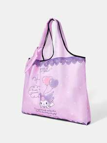 HELLO KITTY AND FRIENDS | SHEIN 時尚圖案可折疊輕便印花托特包，購物袋，便攜式單肩包，卡片收納袋，適合購物旅行外出購物等 - 深紫 - 查看 2
