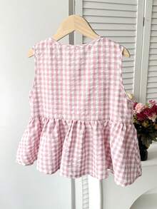 Tween Girls' Casual Floral Print Tie Front Peplum Tank Top, Summer - Pink - View 2