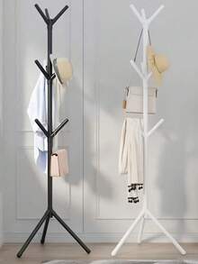 Portable Multifunctional Clothes Hanger - Black & White Separate Storage Box, With Hat, Bag And Towel Hooks - Space-Saving Plastic Design, Suitable For Dorm, Bedroom, Closet - Max Load 2.27 Lbs - Multicolor - View 1