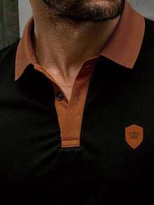 Manfinity Dauomo Polo pour homme pour l'extérieur, nouveau style d'été, tenue décontractée pour l'extérieur et le bureau, mode masculine charmante, noir - Rouge - Voir 4