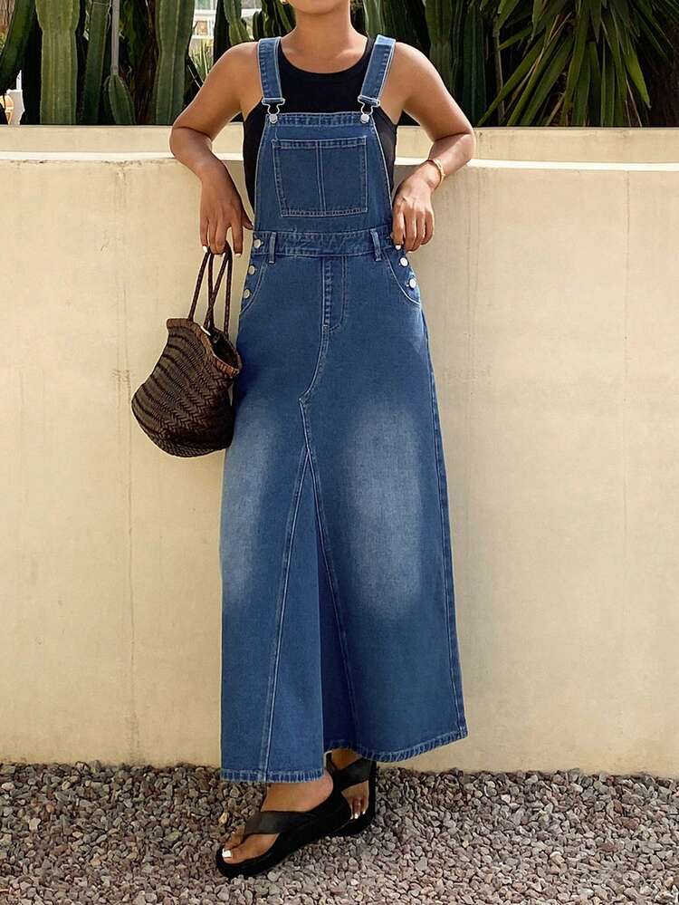 Women's Casual Washed Denim Jumper Dress Summer Sun Dresses For Women